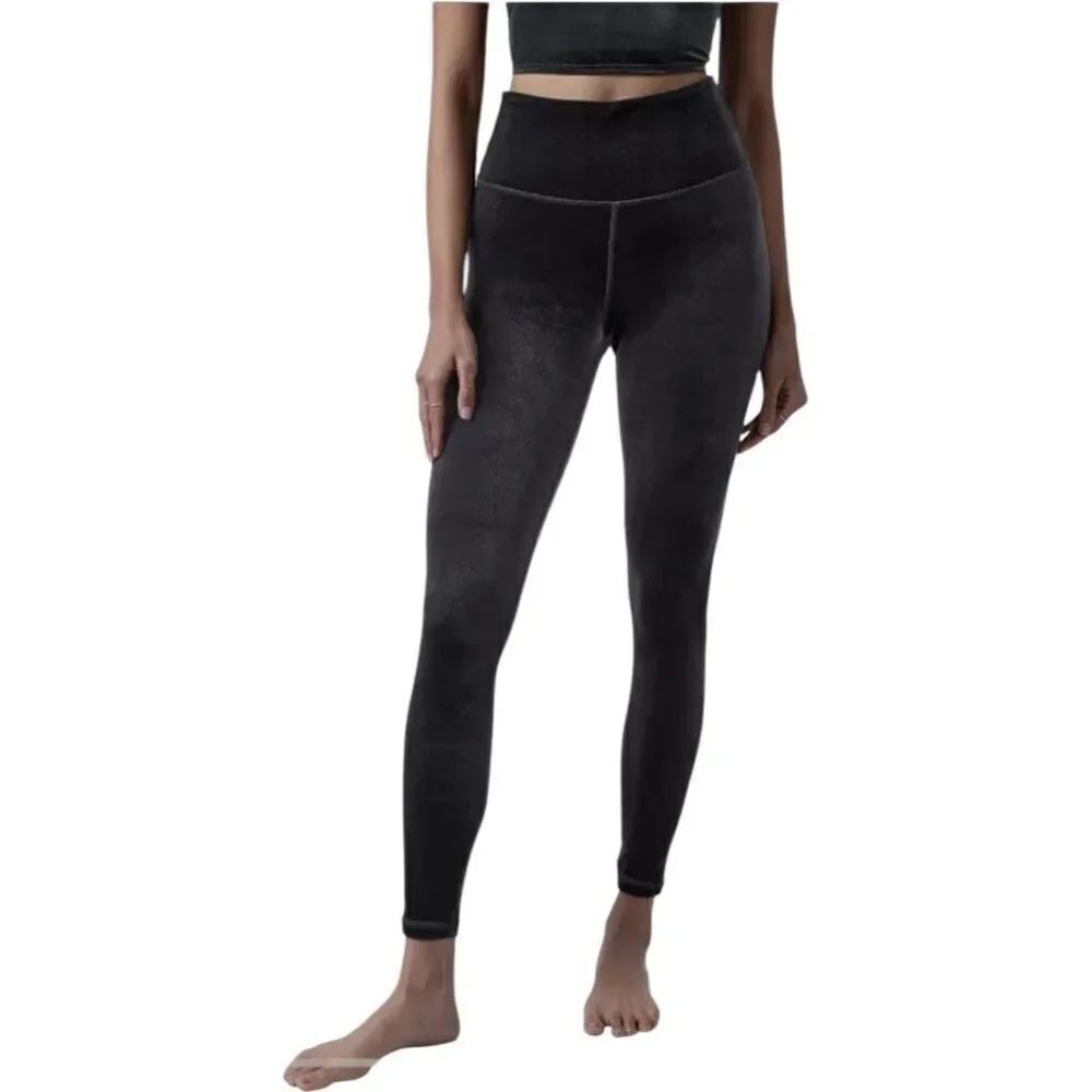 Athleta Elation Black Velvet Tight Leggings Size S